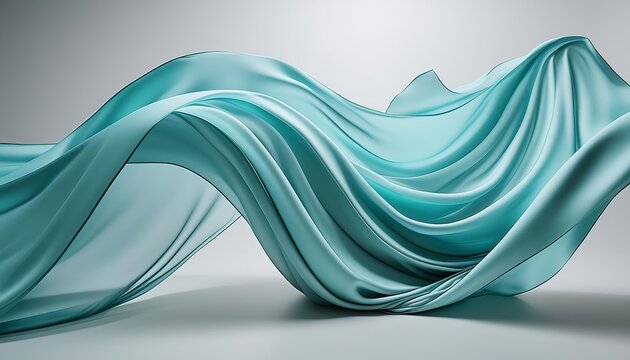 Flowing turquoise fabric with elegant folds and waves, creating a modern and artistic visual with a smooth texture and soft, fluid movement.	