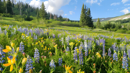 Campo com Flores Silvestres na Primavera