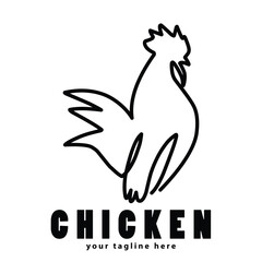 line art chicken logo vector icon illustration