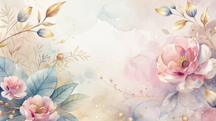 Background with a beautiful watercolor flower spray