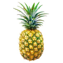 Fototapeta premium Juicy pineapple with water drops, isolated on a clean white background. Healthy eating concept.