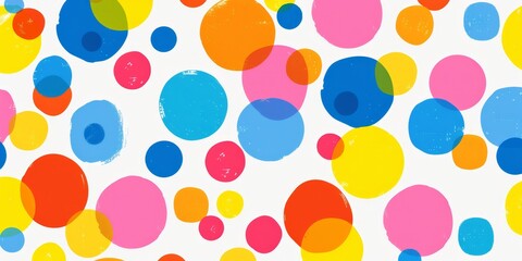 Colorful Polka Dot Pattern on White Background