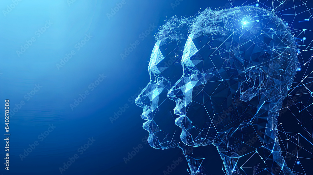 Aufkleber artificial intelligence (ai), machine learning and neural networks concept. wireframe low polygonal 