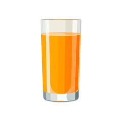 Full glass of orange juice. Isolated vector summer drink for flat design