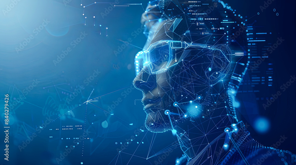 Poster 3d rendering of artificial intelligence concept. machine learning and machine learning.