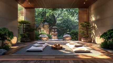 Fototapeta premium Tranquil Wellness Sanctuary Business Cards Herbal Teas and Meditation at Luxury Spa Retreat
