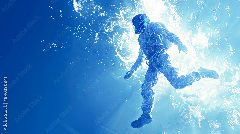 Aufkleber silhouette of astronaut jumping in space. 3d rendering.
