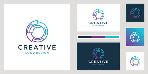 Circle wiht a line logo design technology