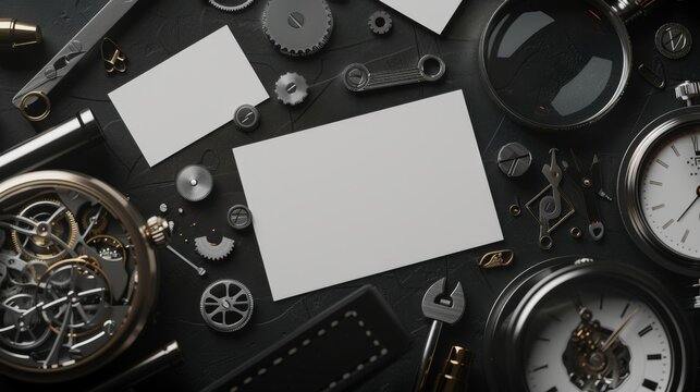 Exquisite Craftsmanship Luxury Watchmaker's Workshop with Fine Components Magnifiers and Tools
