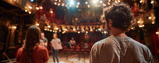Fototapeta premium Arts Entertainment, Actors rehearsing for a play in a theater