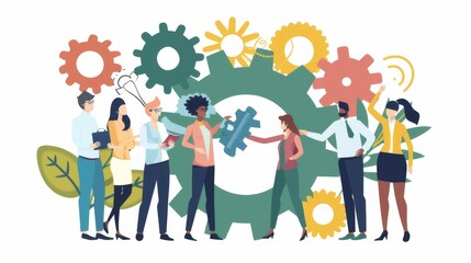 Diverse team of professionals collaborating on a project with synergy and efficiency