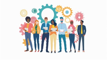 Diverse team of professionals collaborating on a project with synergy and efficiency