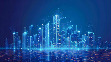 Abstract futuristic city background. Cityscape with skyscrapers. Vector illustration.