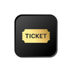 Gold ticket button on white background