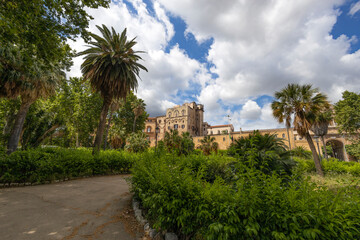 PALERMO, ITALY, JUNE 15, 2023 - The Normans Palace known also as Royal Palace in the center city of Palermo, Sicily, Italy.