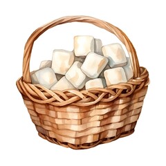 Wicker Basket Filled with Soft,Fluffy Marshmallows for Roasting