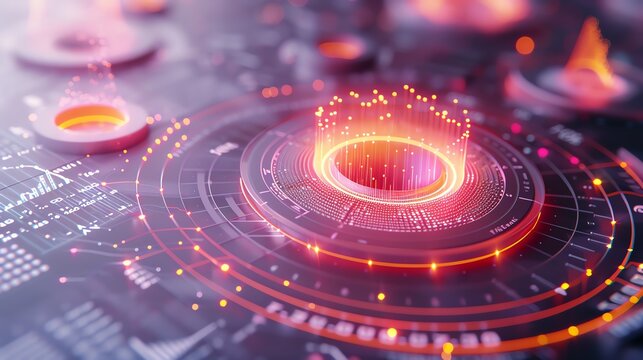 Heat exchanger holographic of A close-up of a financial dashboard, minimalist and sleek, showcasing a complex network of connected statistical graphs, each representing a different market sector,