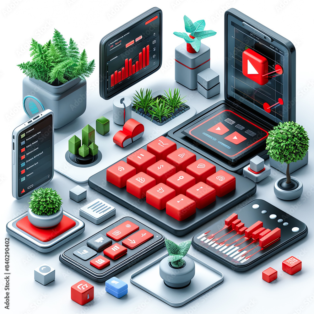 Poster isometric infographic elements for mobile applications and web sites. 3d vector illustration.