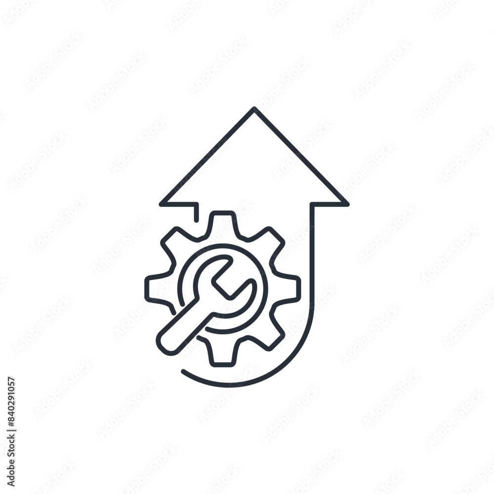 Aufkleber working mechanism and process arrow up. improvement, efficiency to increase productivity, management