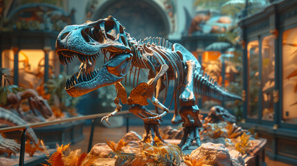 dinosaur skeleton in museum