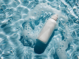 Skincare Cleanser Bottle Or Micellar Water Bottle Mockup Template, Generative AI