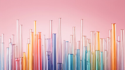 Obraz premium Colorful Array of Glass Tubes Vibrant and Transparent Cylinders Arranged in a Harmonious Pattern, Showcasing Bright Hues and Clear Material on a Smooth Surface Wallpaper Digital Art Poster Brainstorm