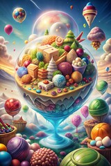 Colorful Assorted Candy Background, Bright, Sweet, and Sugary Confections