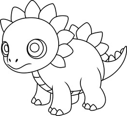 Hand drawn stegosaurus dinosaur. cartoon outline