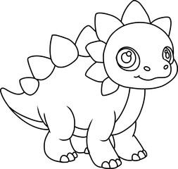 Hand drawn stegosaurus dinosaur. cartoon outline