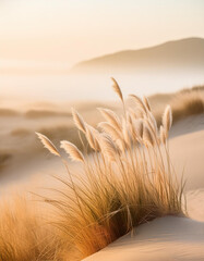 Obraz premium Trawy na wydmach nad morzem, tapeta, dekoracja.