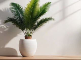 Sago Palm in a White Pot by a Window.