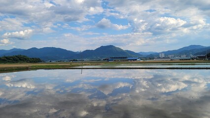 논,반영,하늘,호수