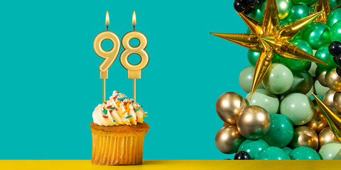 Birthday card number 98 - Cupcake with balloons