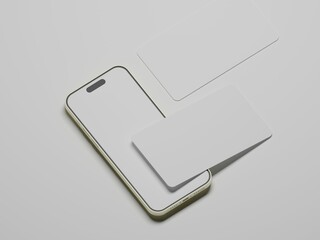 Smart phone with business card 3d rendered 