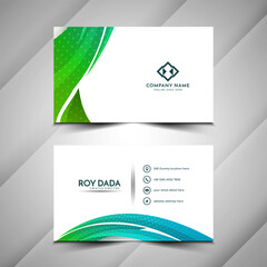 Colorful wave style elegant business card design template