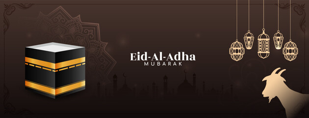 Eid al adha mubarak Islamic festival celebration greeting banner