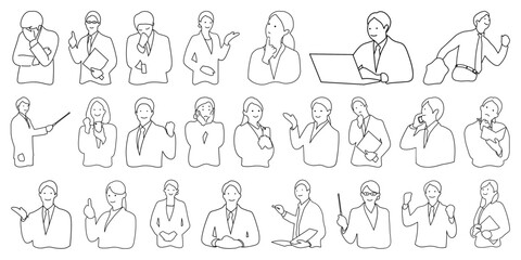 Set of Business People Vector Illustrations in Various Professional Poses,  Business People Vector, Business People Illustrations