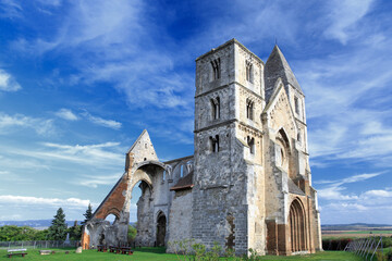 Fototapeta premium Ruin of the premontre monastery church which was built in the 13th century in Zs?mb?k, Hungary