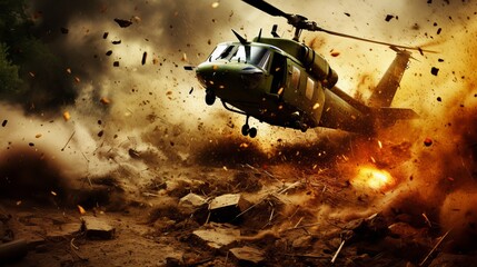 Abstract military army helicopter in modern warfare, helicopter aviation theme image