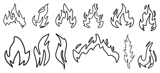 Variety of Flame Illustrations, Outline of fire and flame
