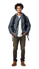 Fototapeta premium PNG Brazilian student backpack standing jacket. AI generated Image by rawpixel.