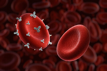 Rhesus Rh positive and negative factor red blood cells, key in blood typing for transfusions, pregnancies, involves genetics, immunology, healthcare, antibody responses. Rhd protein antigen medical 3D