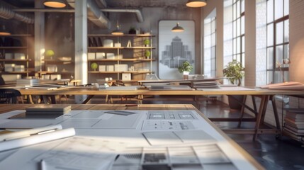 Architect's Vision Futuristic Designs and Creative Workspace in Modern Drafting Room