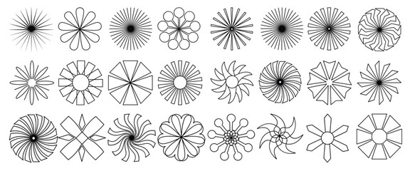 Set of Element Radial Stripes, Geometric Floral Patterns, Radial Stripes