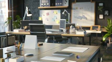 Collaborative Workspace with Business Cards Whiteboards and Tech Gadgets Empowering Creativity and Innovation for Startup Teams