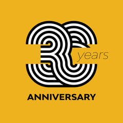 36 years retro anniversary vector template template design illustration