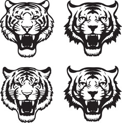 Collection Of Four Engravings With Tiger Head