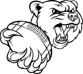 Bear Animal American Football Ball Sports Mascot