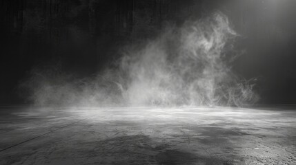 Abstract image of dark room concrete floor. Black room or stage background for product...