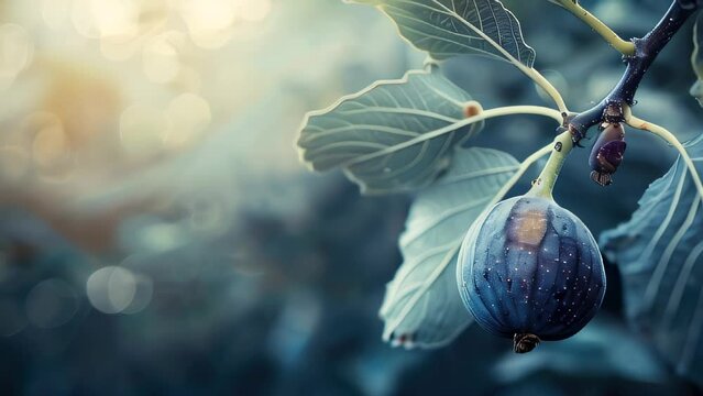 Close-up of ripe figs growing on tree branch